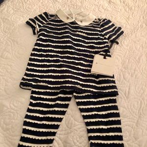 Victoria Beckham Navy Bee Collar Outfit